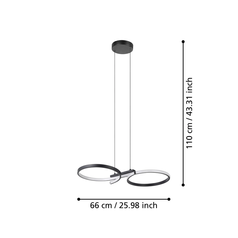 Moderne led wandlamp Serpins 66cm - zwart Eglo 9008606313662