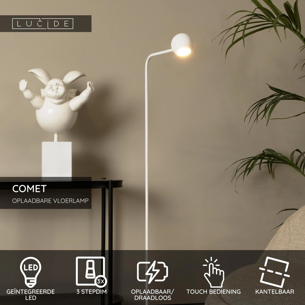Oplaadbare leeslamp Comet wit Lucide 5411212361318