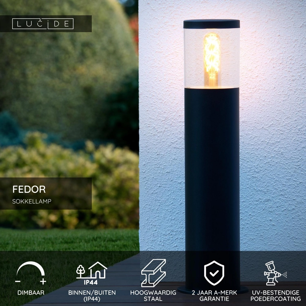 Design sokkellamp Fedor zwart Lucide 5411212144355