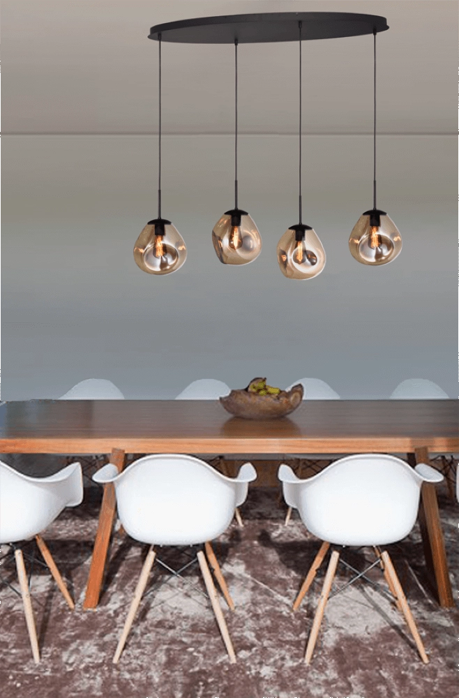 Hanglamp Lava Oval 4x goud glas Ø 24cm Masterlight 8718121290072