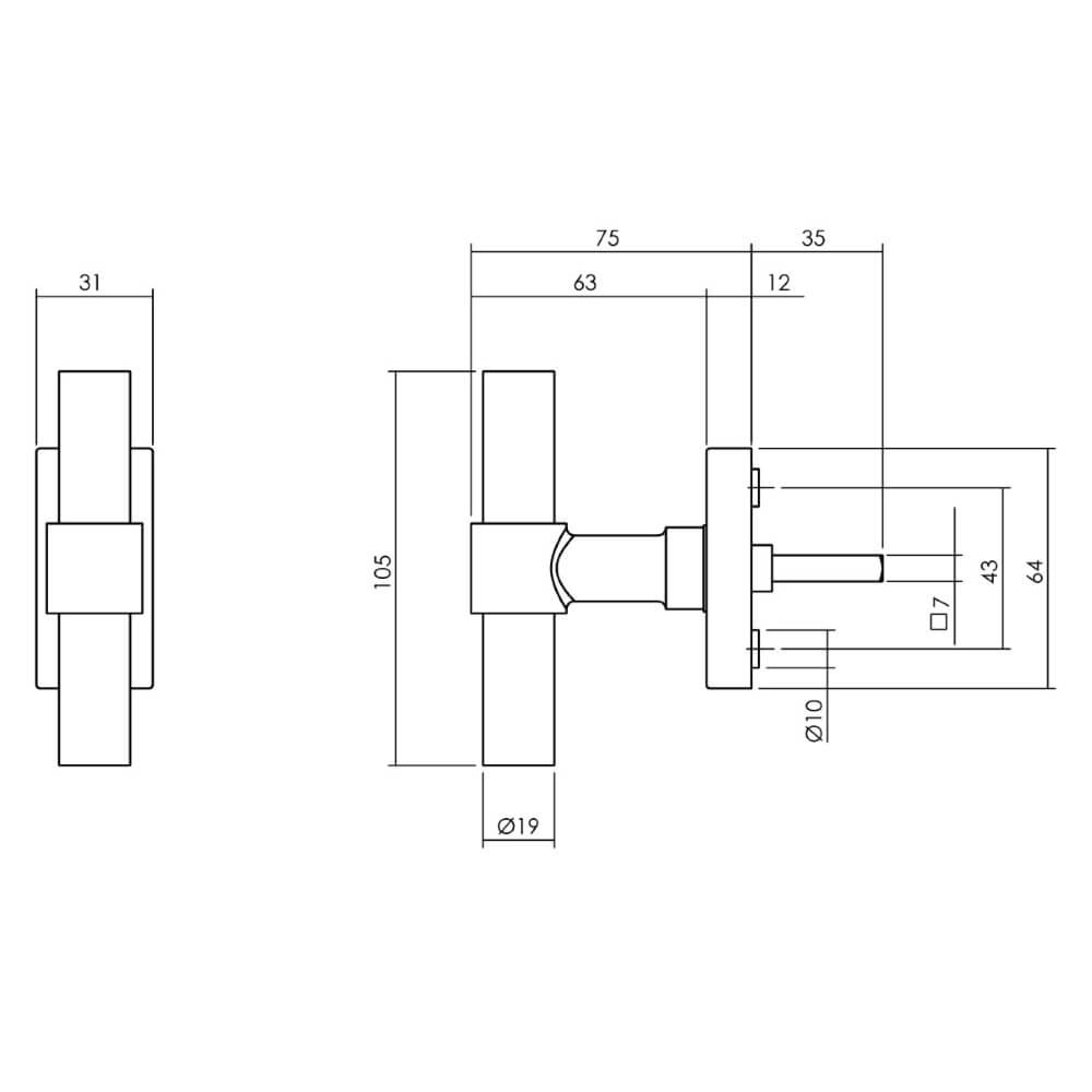 Raamkruk T-vorm Recht RVS Intersteel 8714186562406