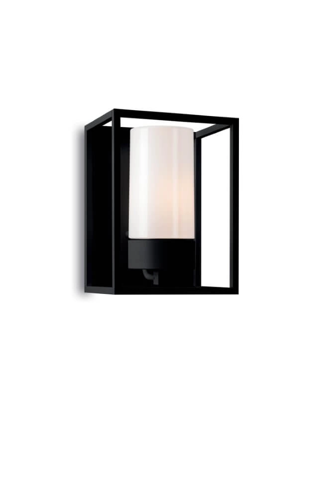 Zwarte wandlamp Cubic3 wit glas