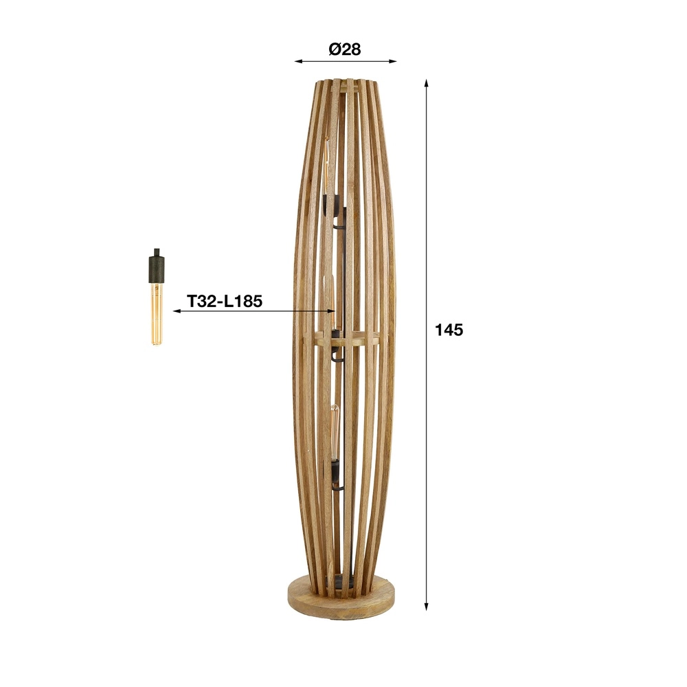 Houten vloerlamp Orbit 145cm - 3x E27 Lyora 8716803511101