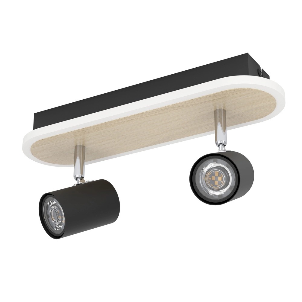 Led plafondspot Rimbocchi 2L - zwart - houtlook