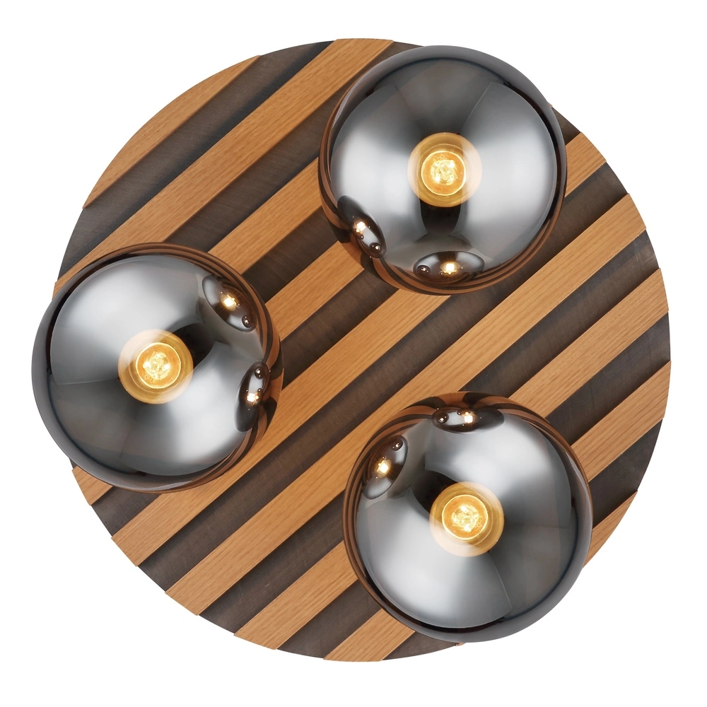 Plafondlamp Parsons 3-lichts zwart met hout Globo 9007371580002