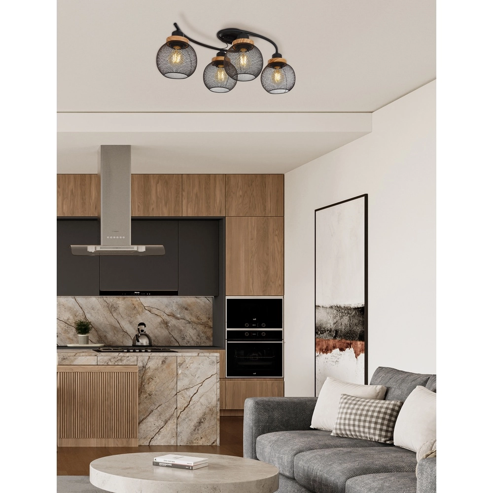 Plafondlamp Pablo zwart gaas Globo 9007371429547