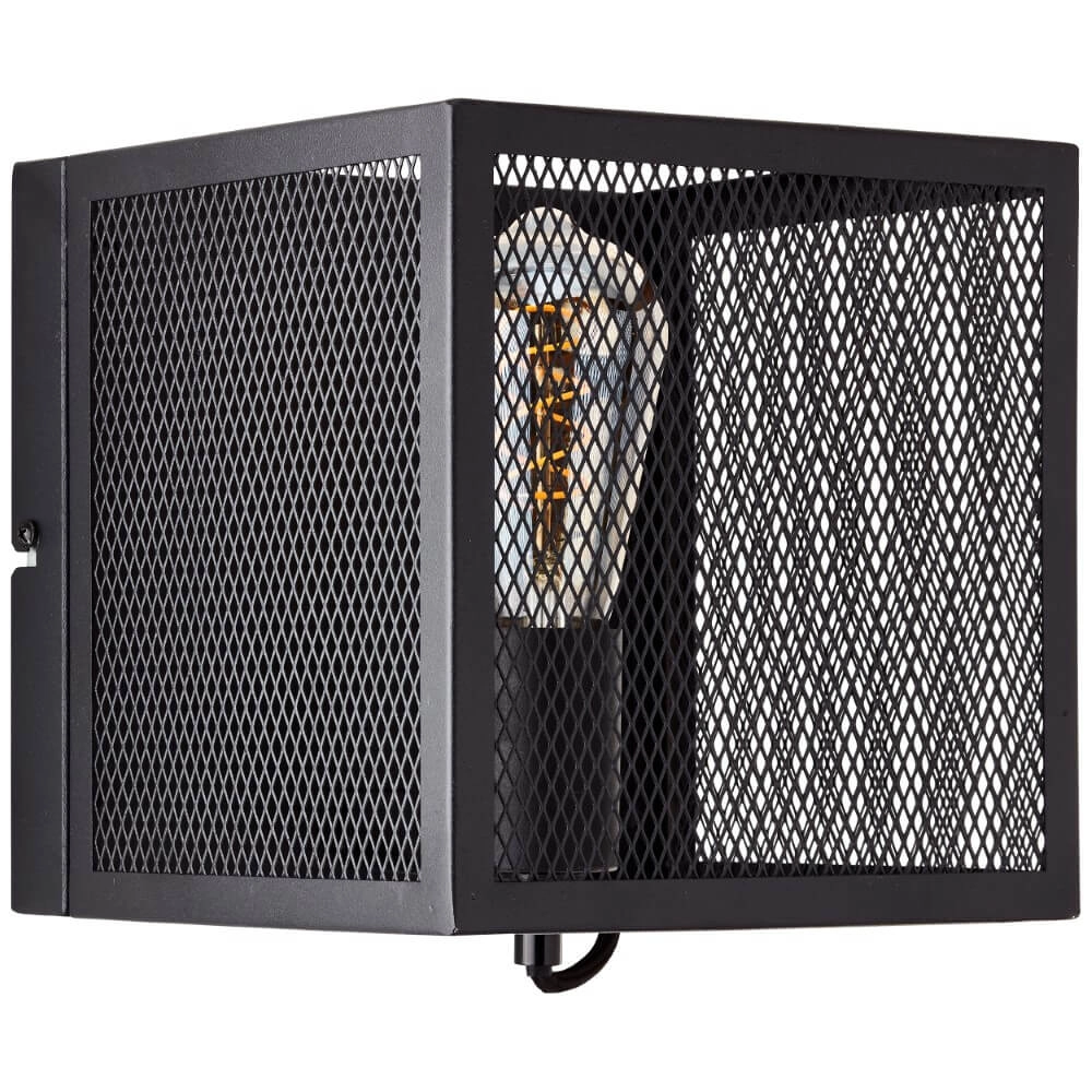 Vierkante muurlamp Maze zwart Brilliant 4004353409493