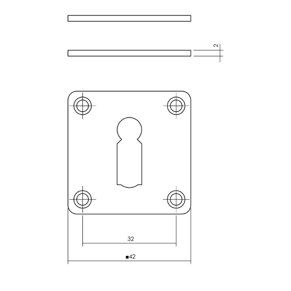Set van 2 sleutelrozetten Tira vierkant RVS 2mm Intersteel 8714186635421