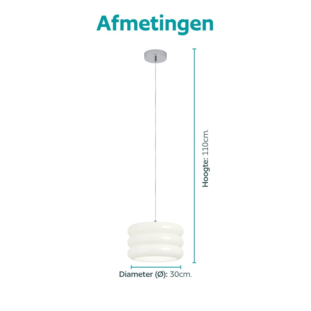 Design hanglamp Tortora chroom met wit Ø 30cm Eglo 9008606405572