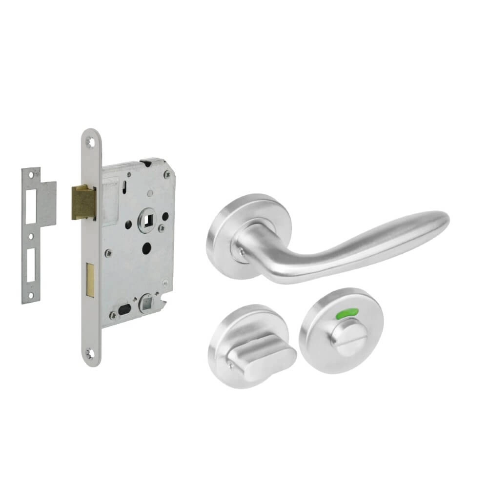 Compleet deurklinkset Jupiter RVS toilet