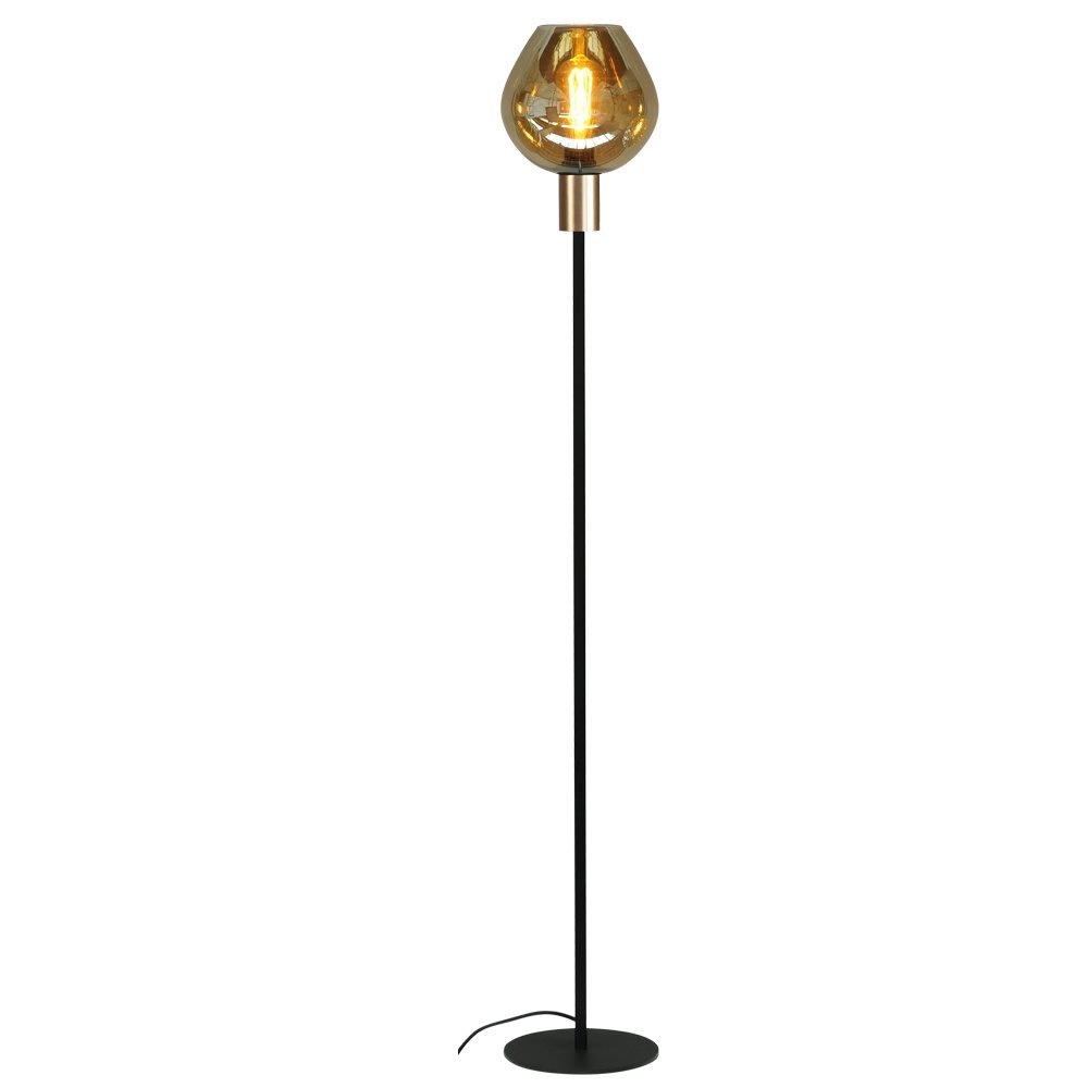 Zwarte vloerlamp Bounty met gouden fitting