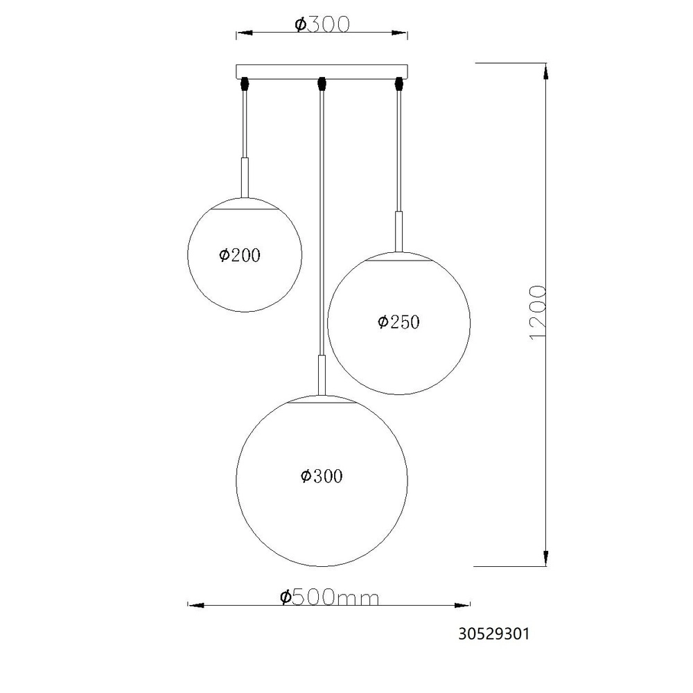 Design hanglamp Kop nikkel 3-lichts rond Globo 9007371513994