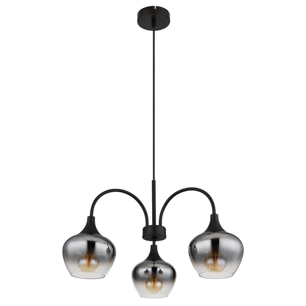 3-lichts hanglamp Maxy zwart met smoke glas Globo 9007371468188