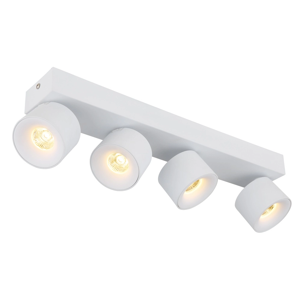Strakke plafondlamp Rae 4-lichts wit