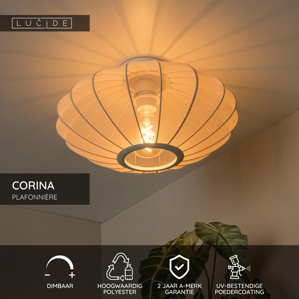 Plafondlamp Corina zand bruin Ø 40cm Lucide 5411212031990