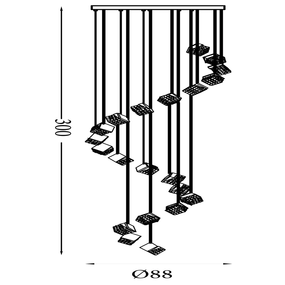 Design vide lamp Cuboid 20-lichts goud Searchlight 5053423302171