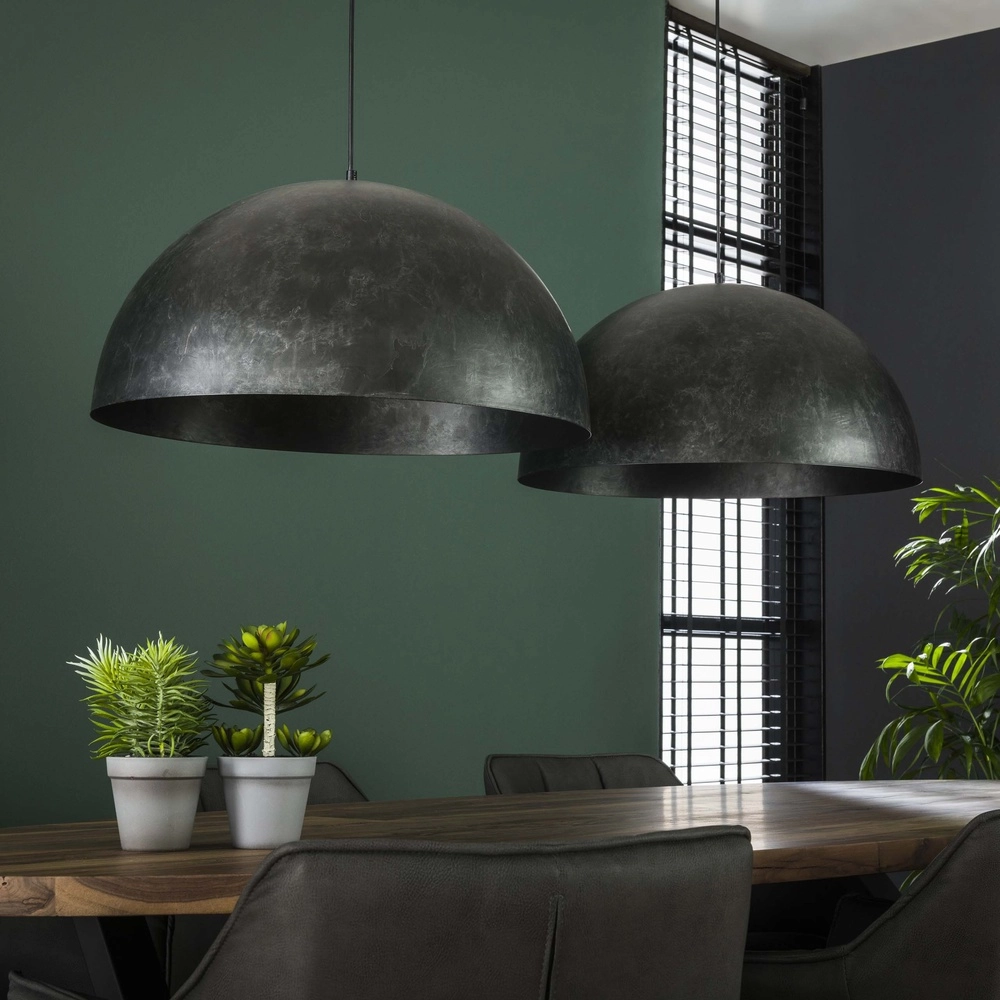 Industriële hanglamp Dome 2x Ø 60cm - charcoal Lyora 8716803512566