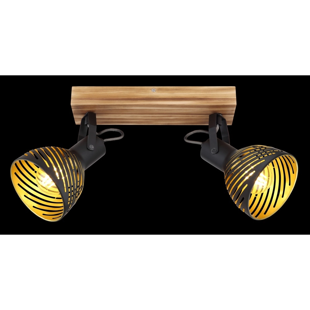 Plafondlamp Lenna 2-lichts hout met zwart Globo 9007371422685