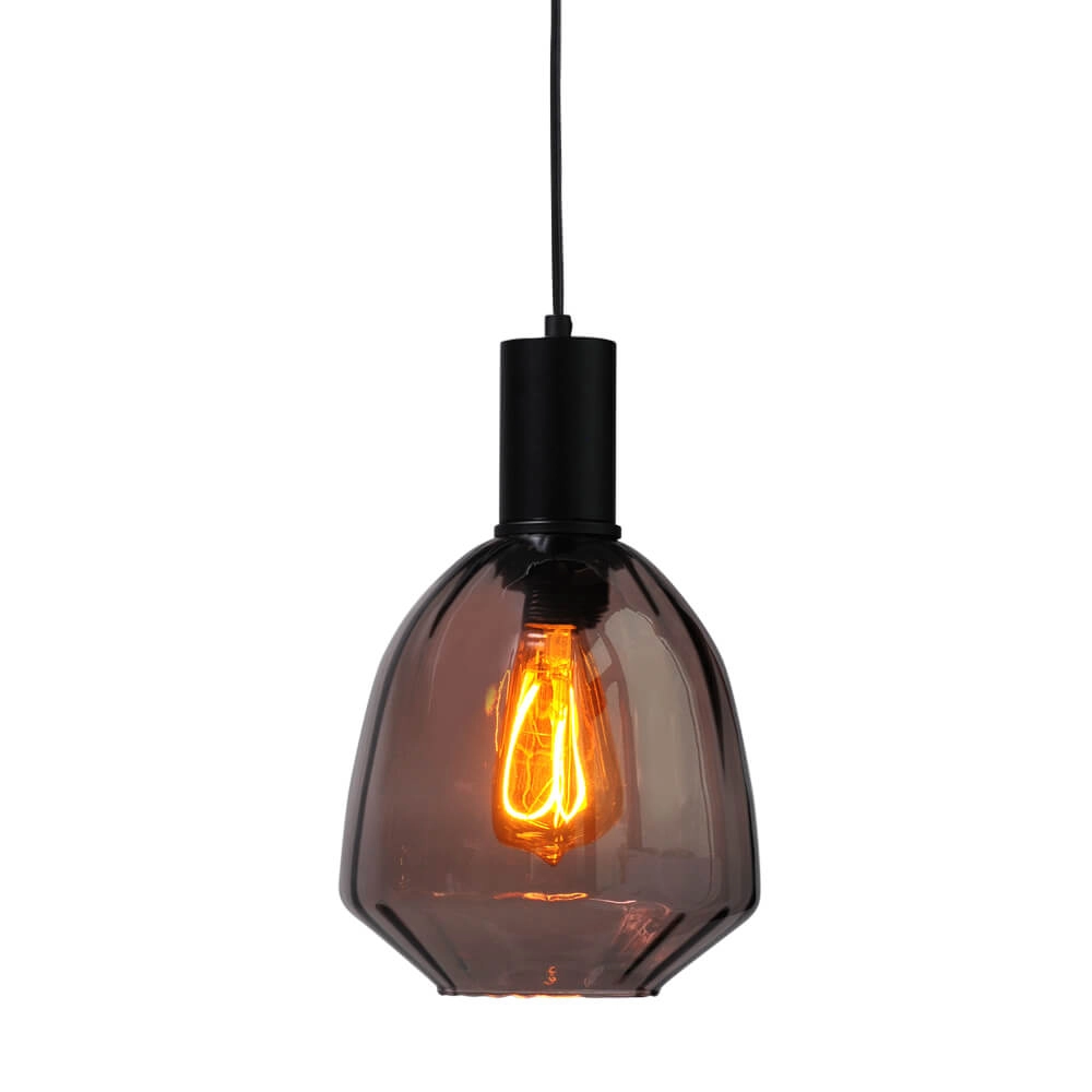 Hanglamp zwart Porto met Nicolette red glas - Ø 20cm Hanglamp zwart Porto met Nicolette red glas - Ø 20cm