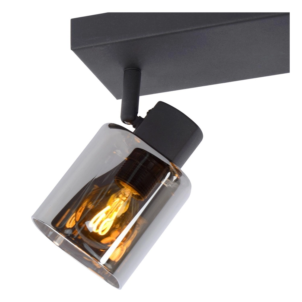 Plafondlamp Alion 3-lichts zwart met smoke glas Lucide 5411212177001