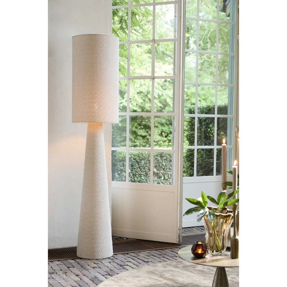 Staande schemerlamp Micky Ø 38cm - bouclé - zand Light & Living 8717807761158