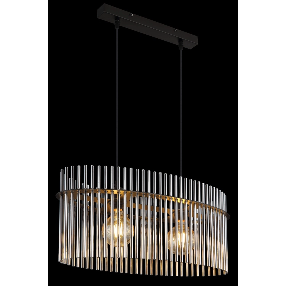 Hanglamp Gorley zwart met smoke glas staafjes Globo 9007371506149