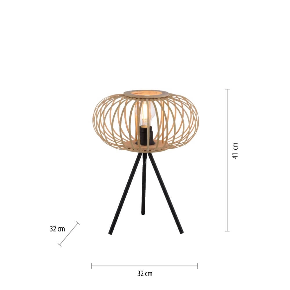 Tripod tafellamp Racoon hout Just Light 4043689987596