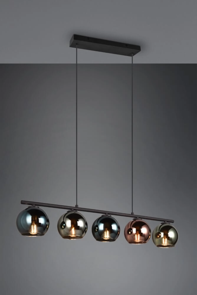 Design hanglamp Sheldon zwart met smoke glas Trio 4017807585254