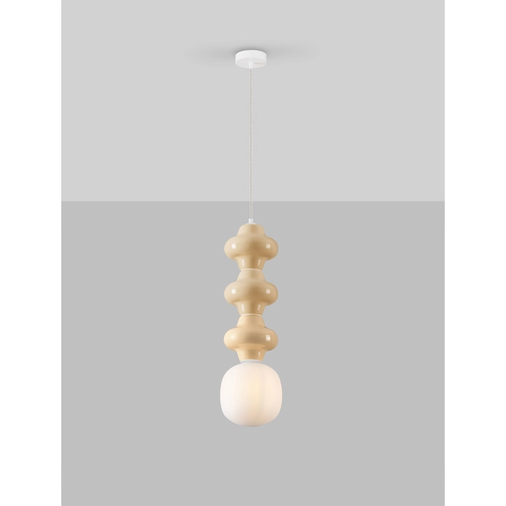 Hanglamp Clio L geel keramiek met wit glas Lyora 5212017461353