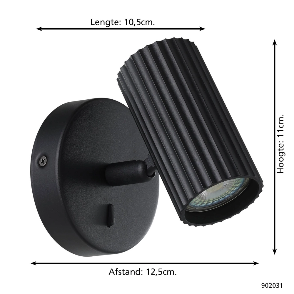 Opbouwspot Portillo enkel zwart Eglo 9008606360529