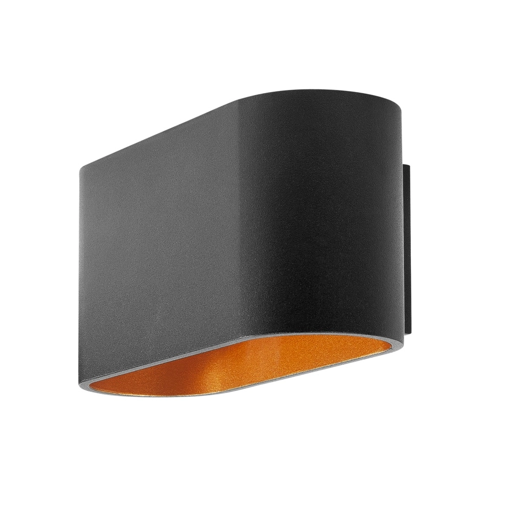 Ovale wandspot Oval zwart met goud