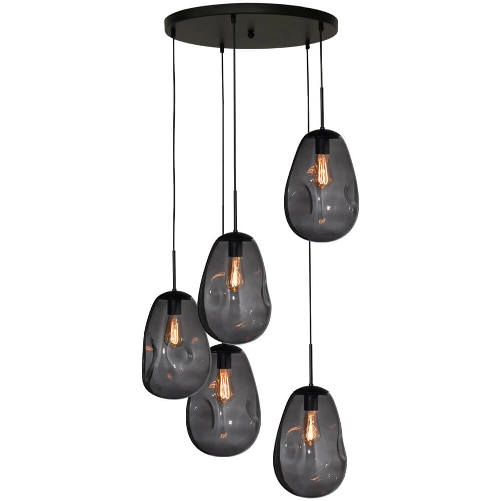 Vide hanglamp Lava 5x smoke glas Ø 22,5cm Vide hanglamp Lava 5x smoke glas Ø 22,5cm