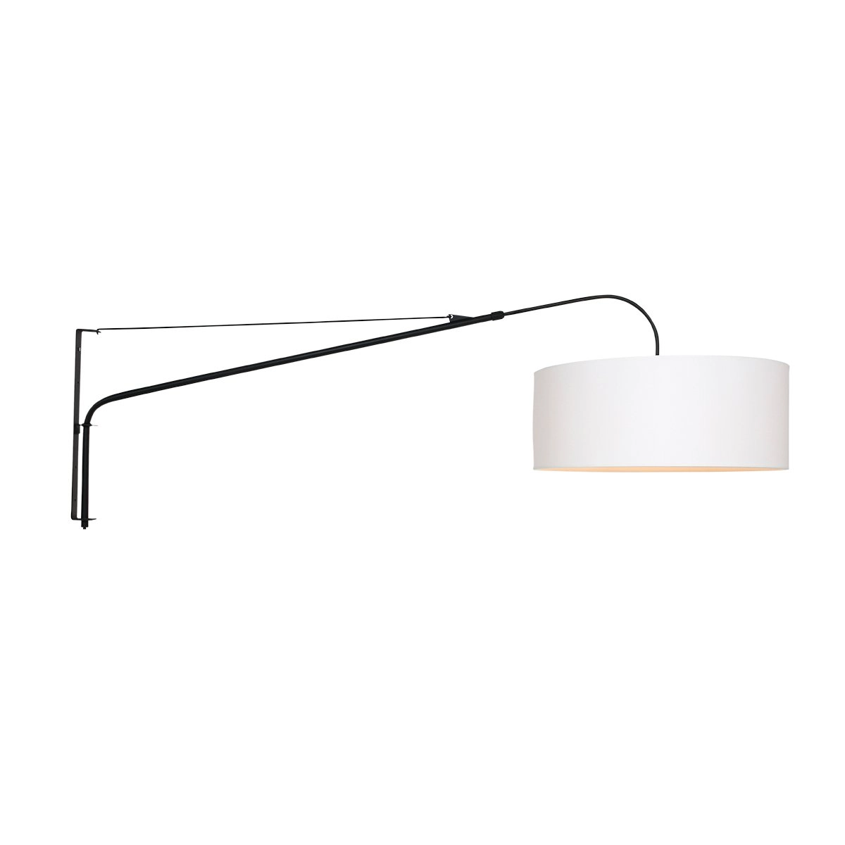 Wand Leeslamp Gramineus zwart met witte lampenkap Steinhauer 8712746132380