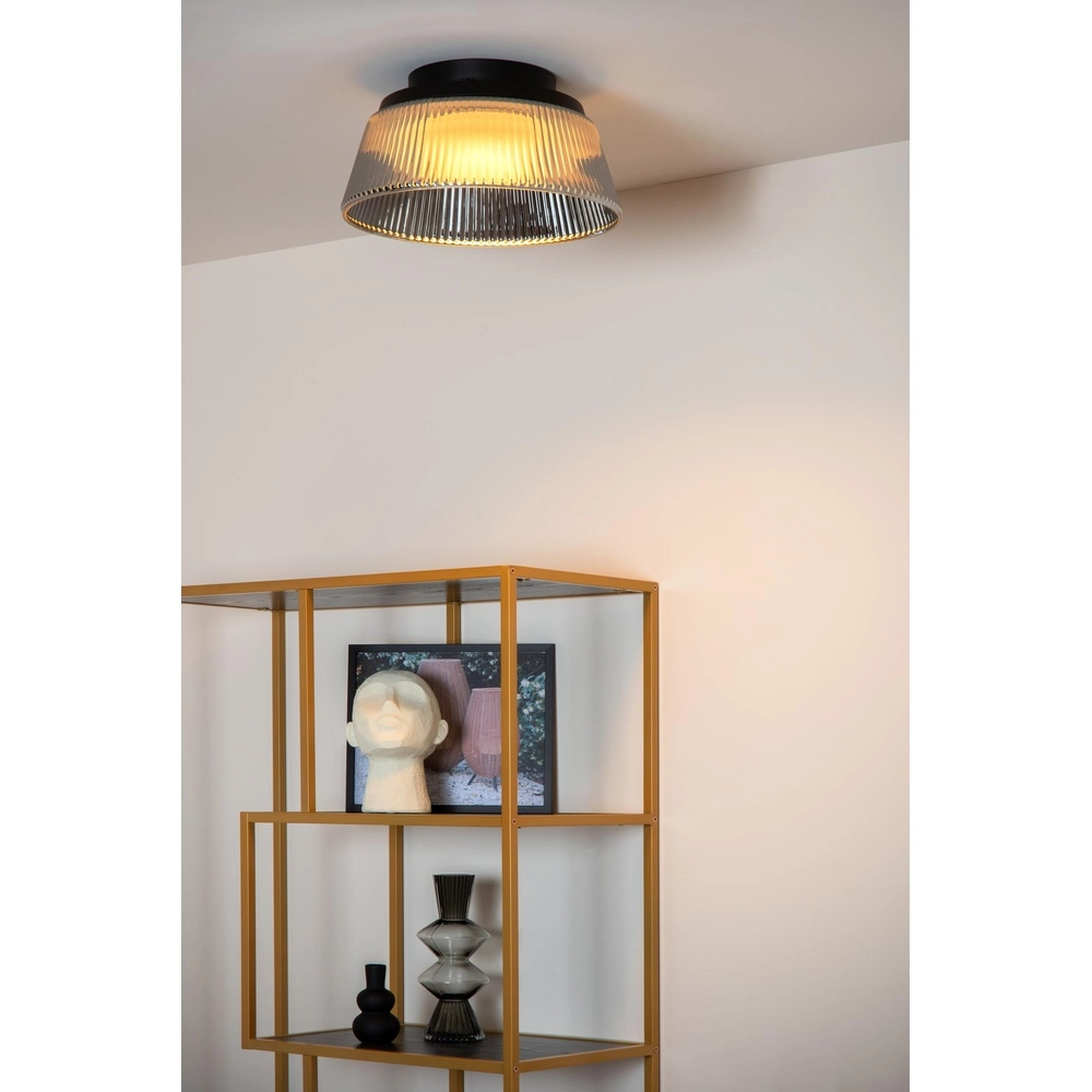 Plafondlamp Vixi zwart met smoke glas Lucide 5411212251077