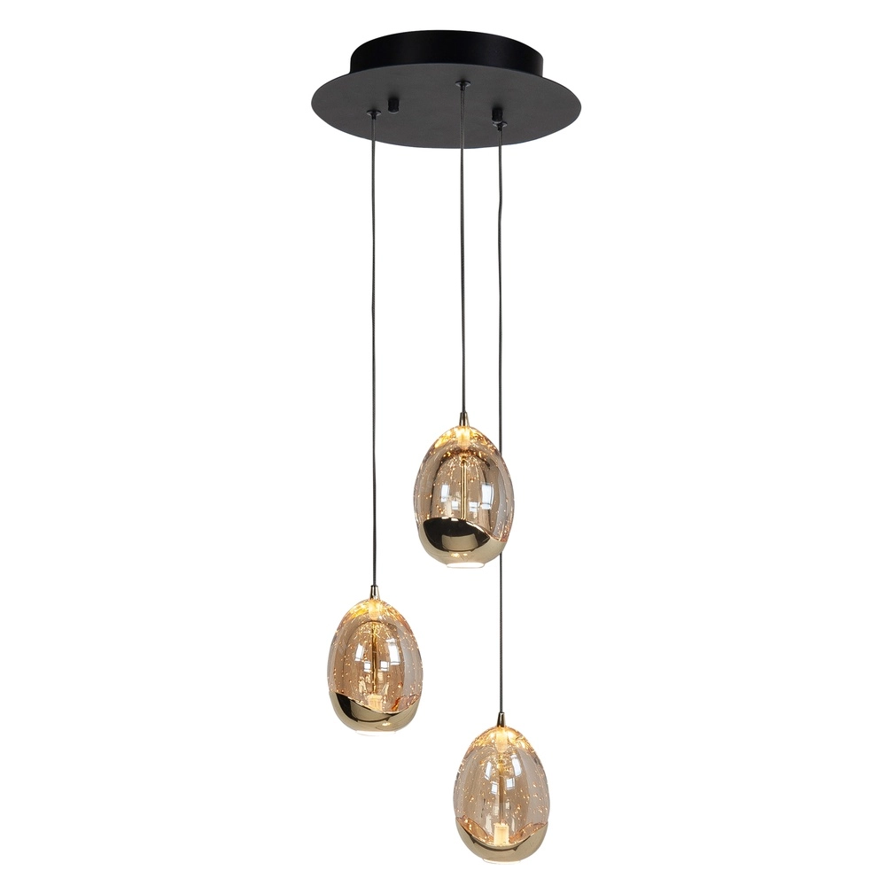 Hanglamp Golden Egg zwart 3-lichts