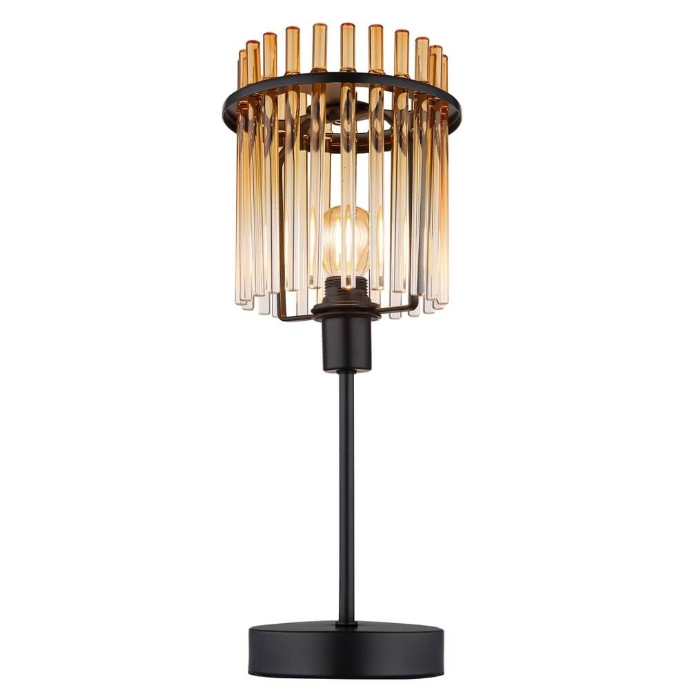 Zwarte tafellamp Gorley met amberglas Ø 15cm Globo 9007371474981