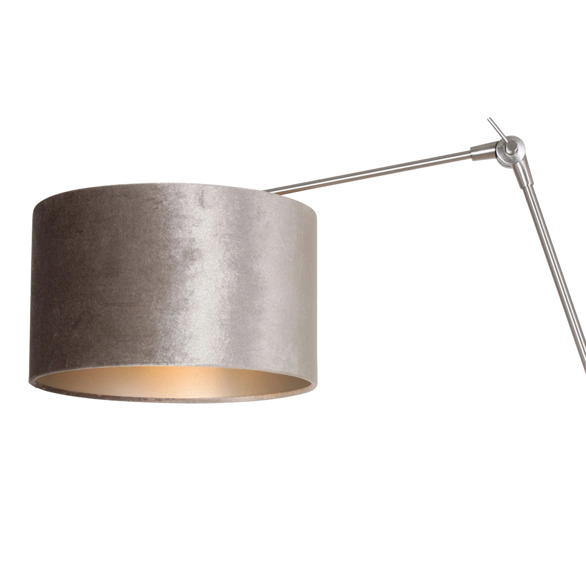 Wand Leeslamp Prestige Chic RVS met 30cm taupe velourse kap Steinhauer 8712746145809