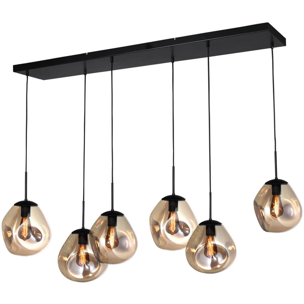 Hanglamp Lava 6x goud glas Ø 24cm