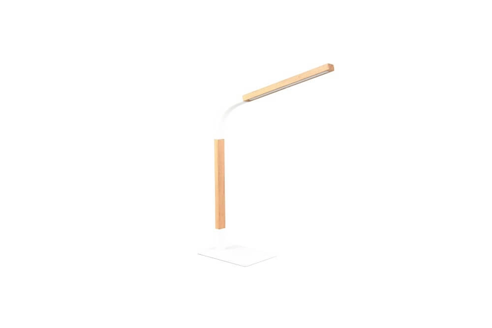 Flexibele tafellamp Norris wit met hout Trio 4017807600001
