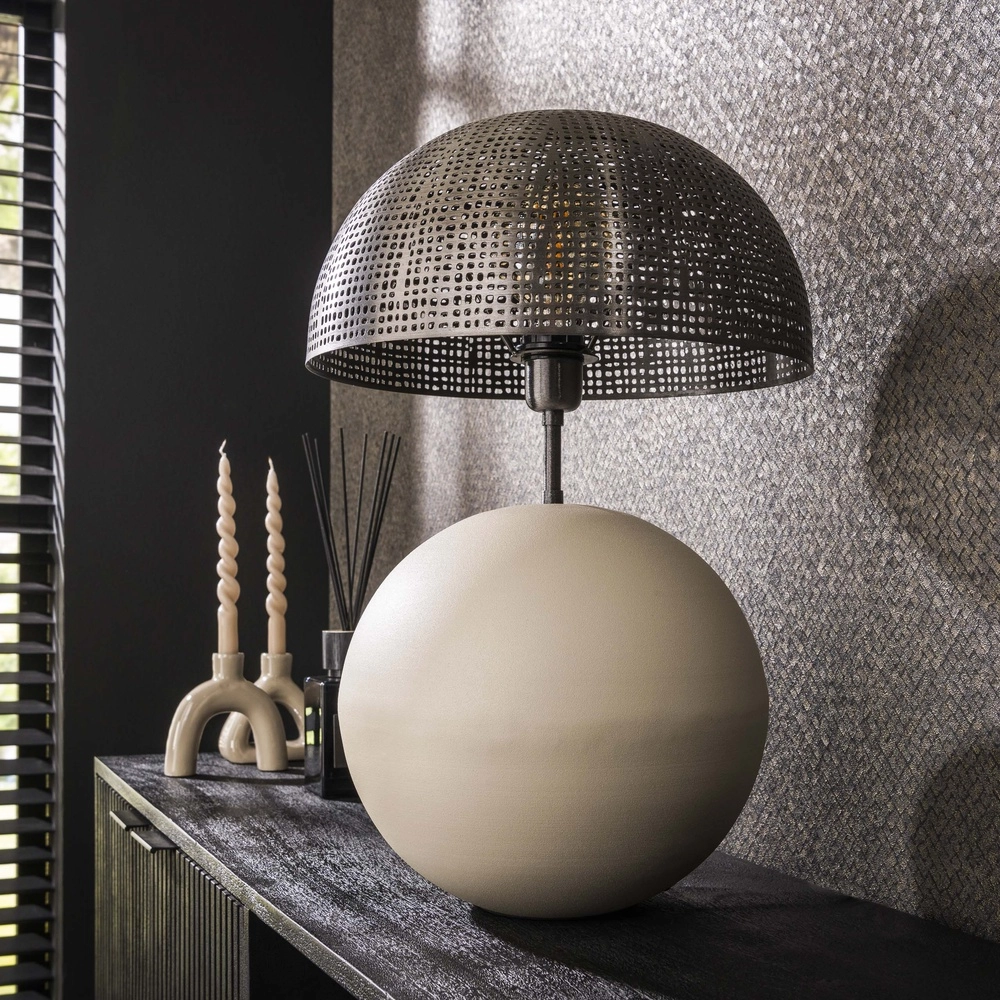 Moderne tafellamp Sphere met beige voet - Ø 36cm Lyora 8716803511521