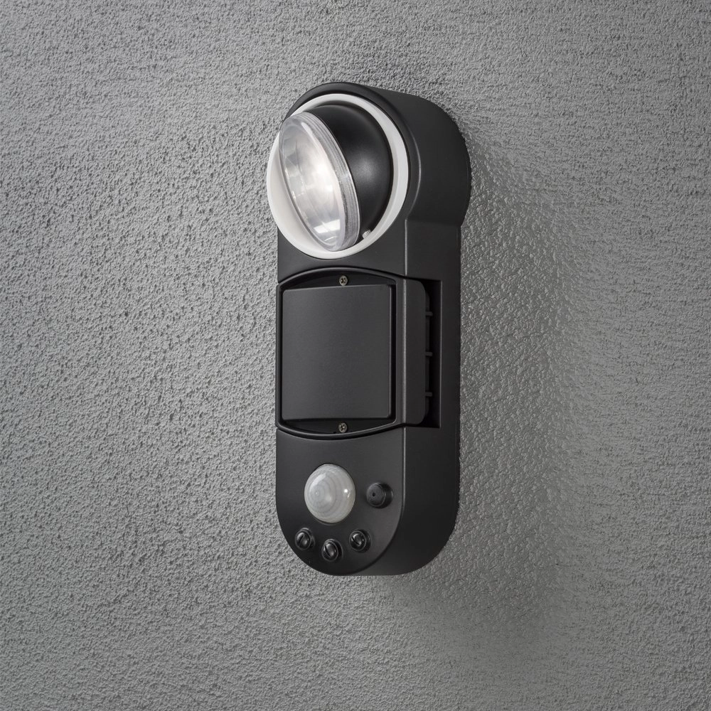 Wandspot Prato 10cm zwart met bewegingssensor KonstSmide 7318307696752