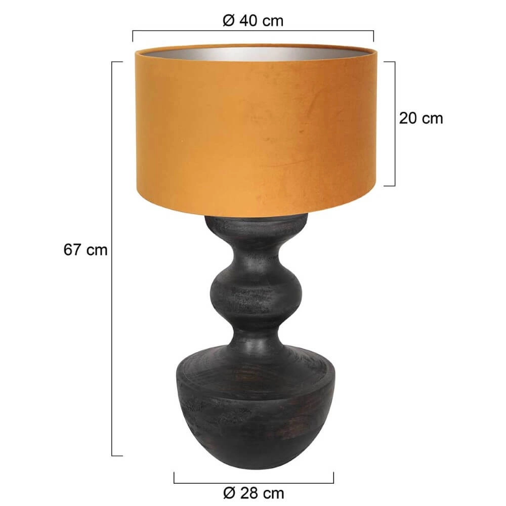 Landelijke schemerlamp Lyons S met gouden velours kap Steinhauer 8712746166682