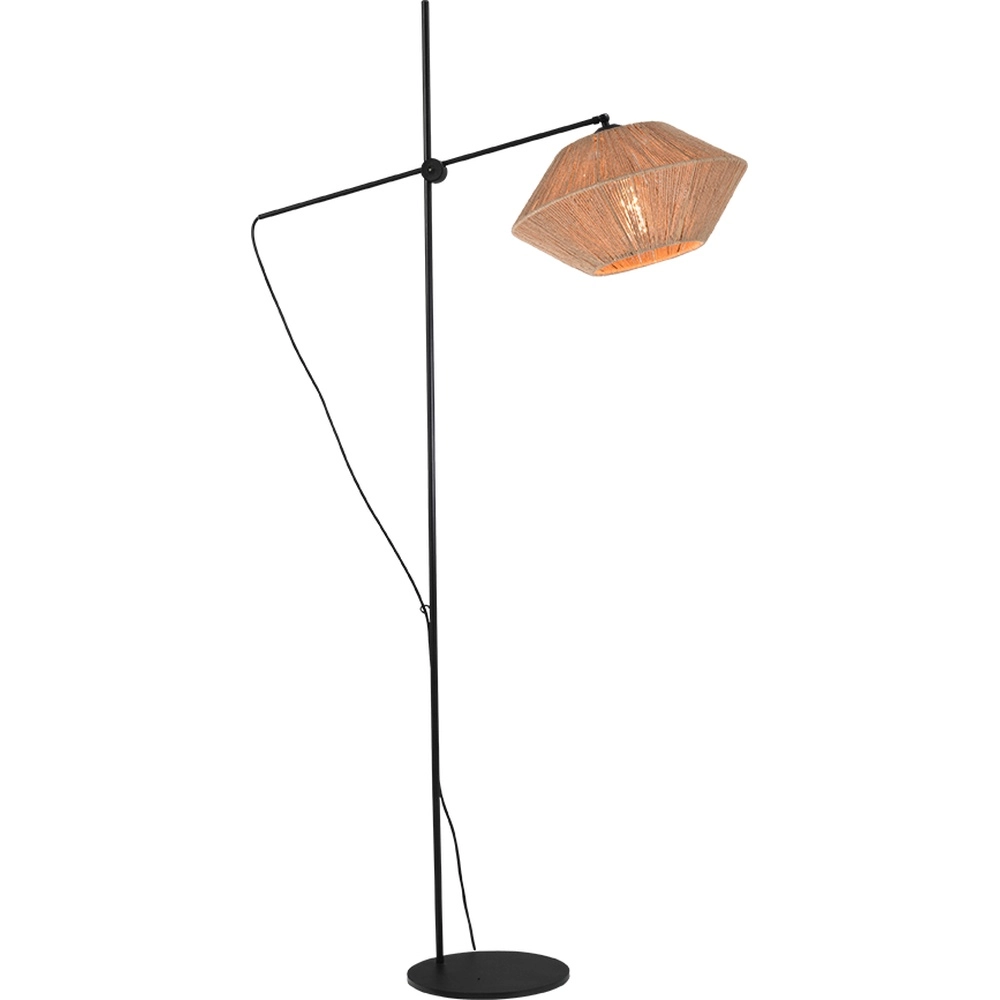 Verstelbare vloerlamp Bicono met touw kap Ø35cm
