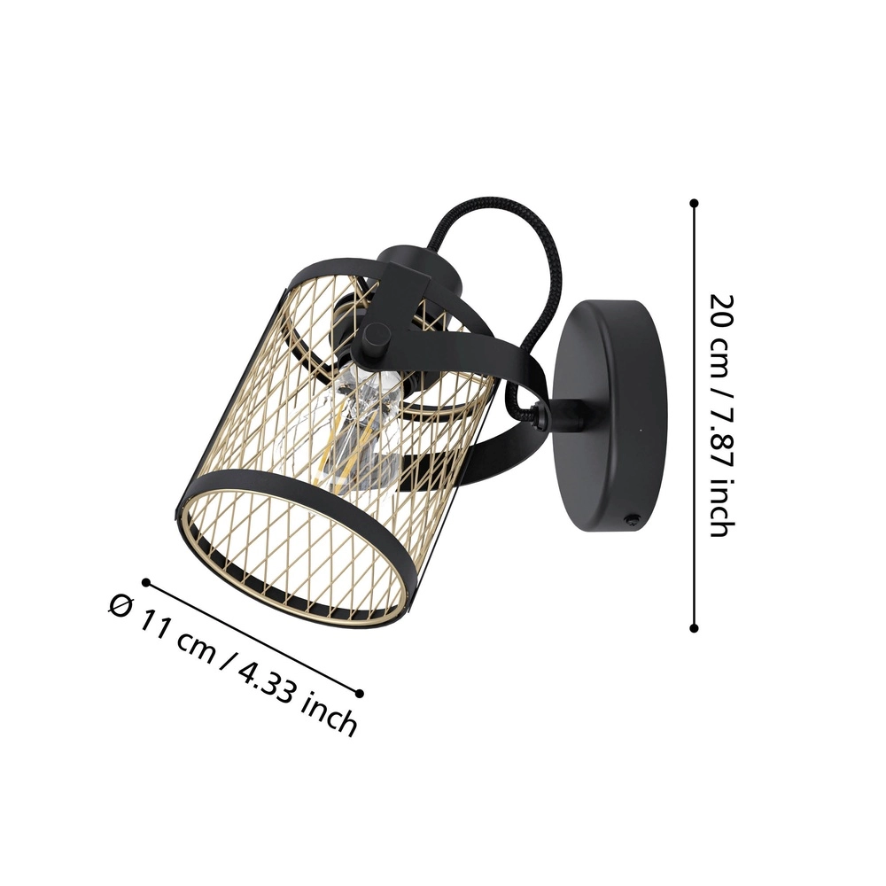 Wandlampje Dellow zwart - E27 - kantelbaar Eglo 9002759435318