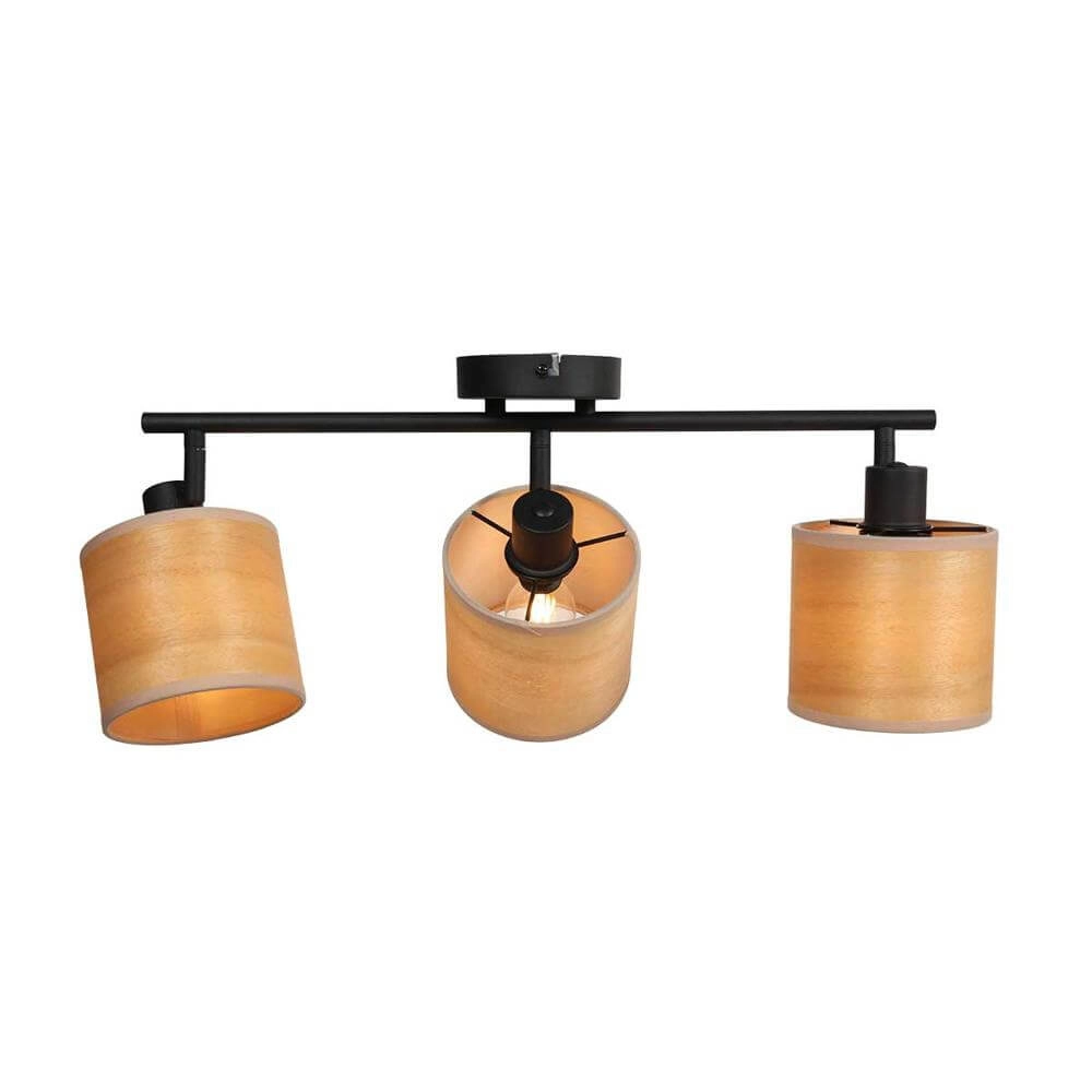 Plafondlamp Bambus zwart met bamboe 3-lichts Steinhauer 8712746171426