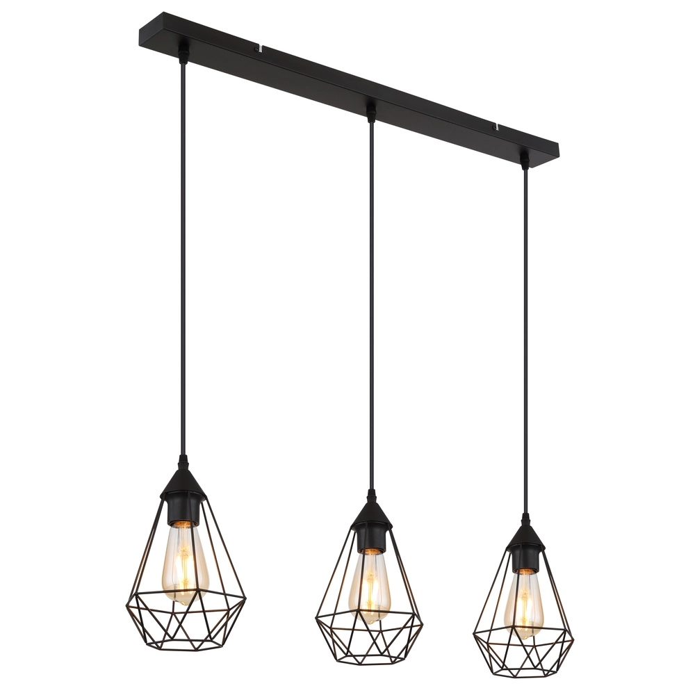 3-lichts hanglamp Zachary zwart