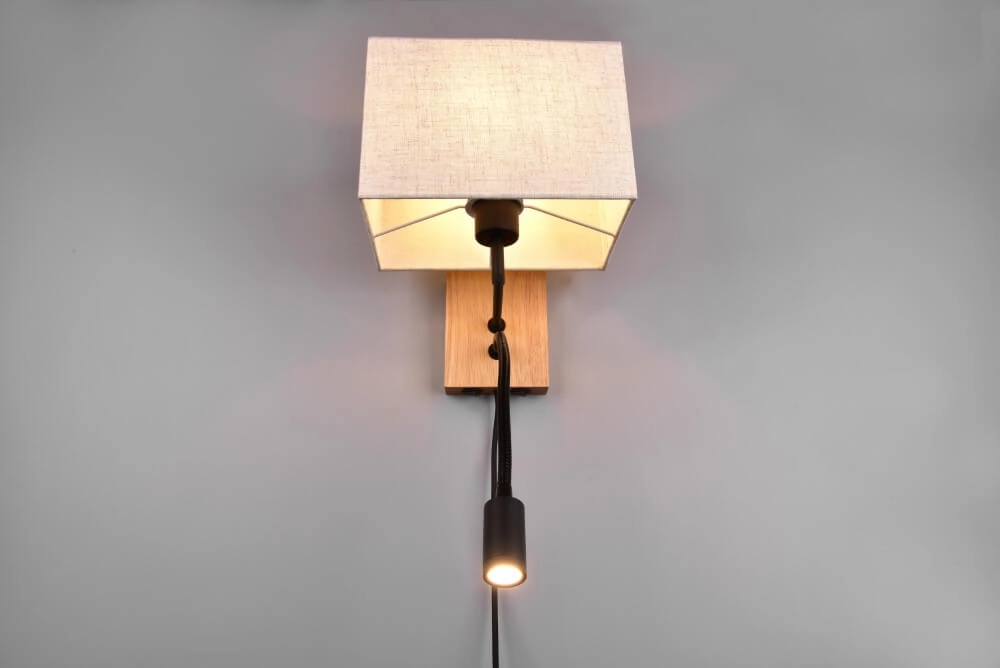 Landelijke wandlamp Nilam rechthoekige kap Trio 4017807567977