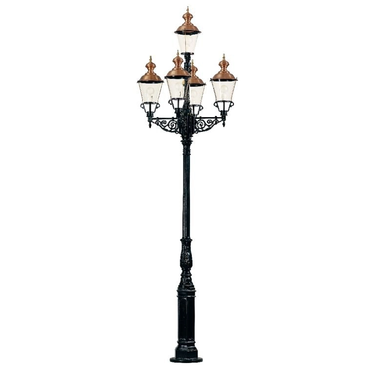 Nostalgische lantaarn Monaco 5-lichts - zwart