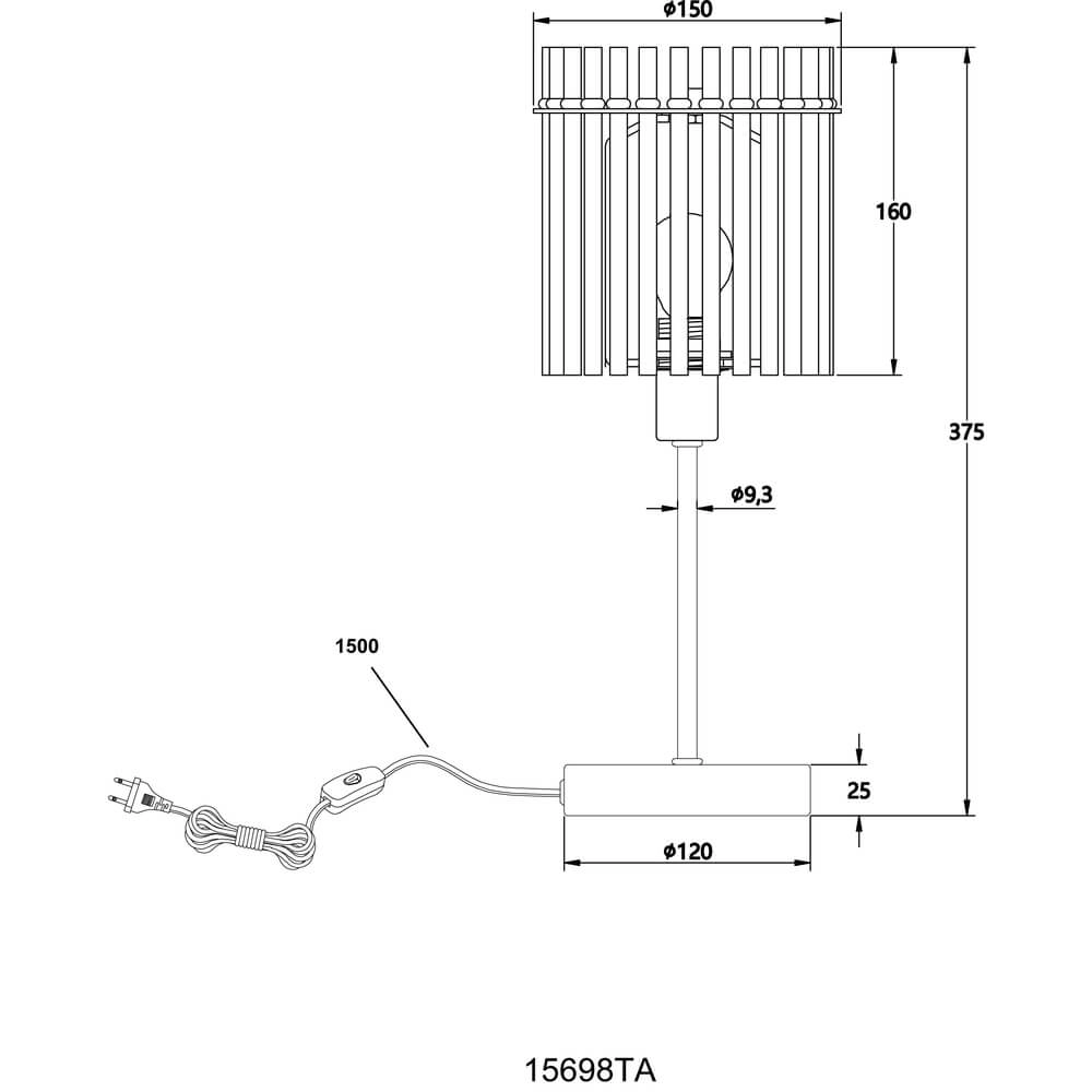Zwarte tafellamp Gorley met amberglas Ø 15cm Globo 9007371474981