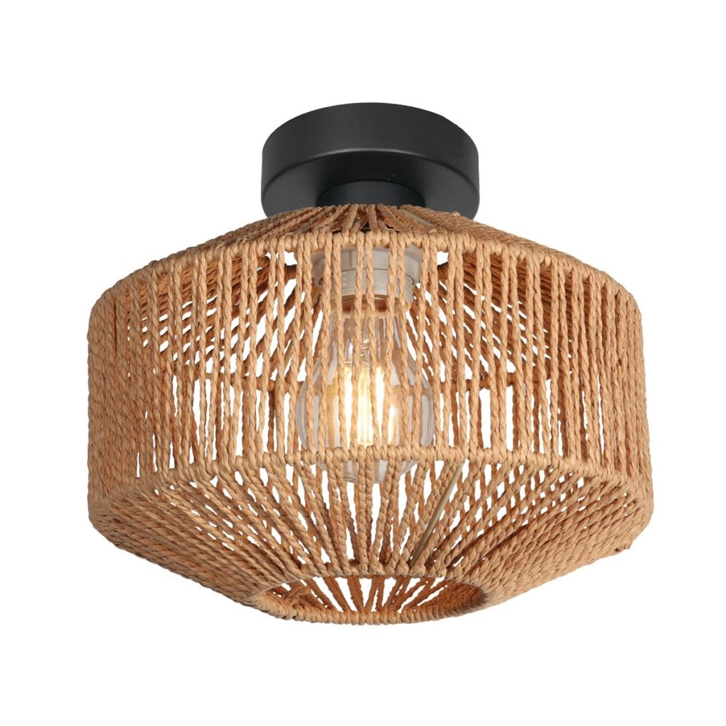 Plafondlamp Ropex met rotan kap Ø23cm